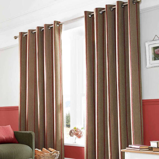 Ashley Wilde - Mulberry 'Downton' Striped Eyelet Curtains